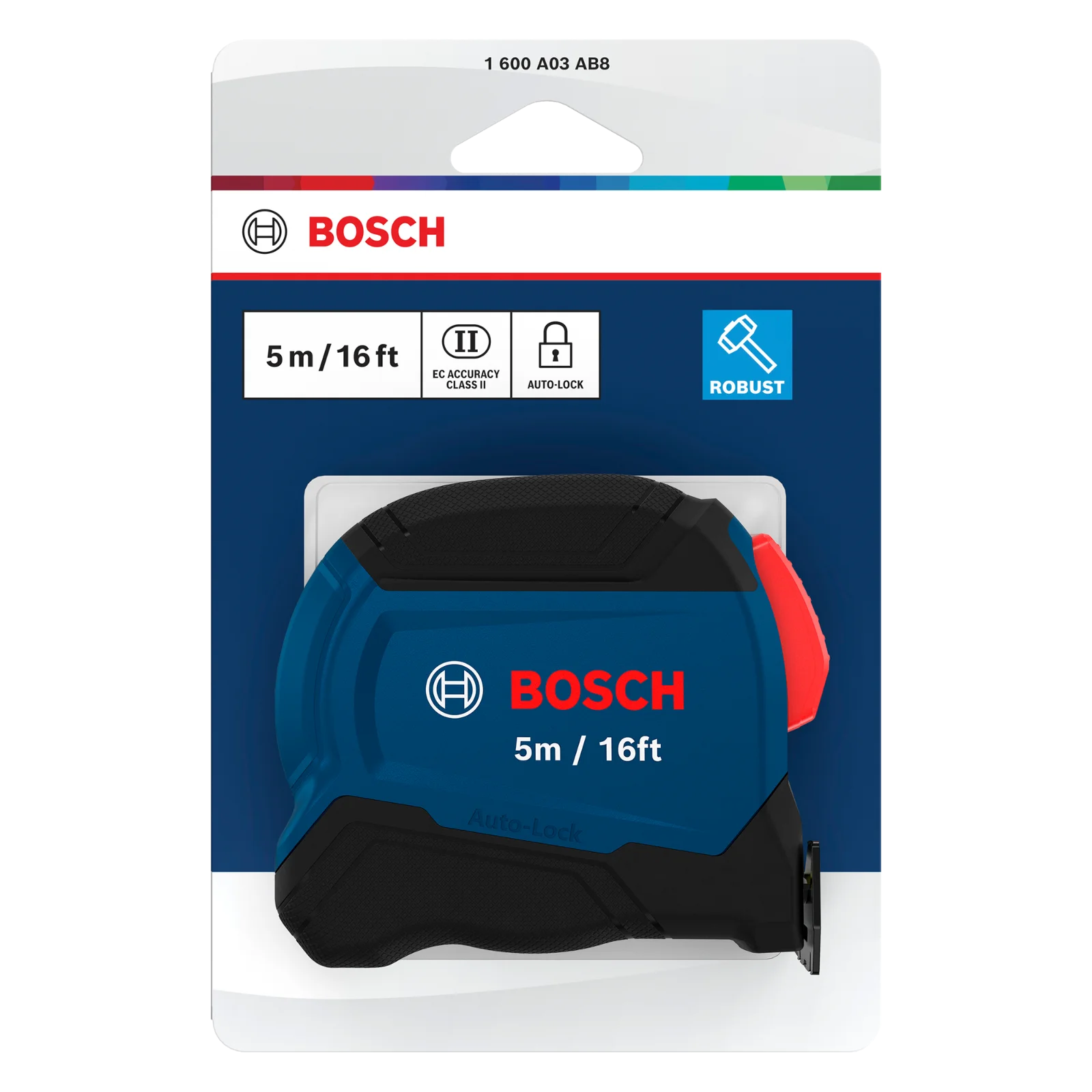 Cinta métrica 5m / 16ft Autolock — Bosch original Colombia