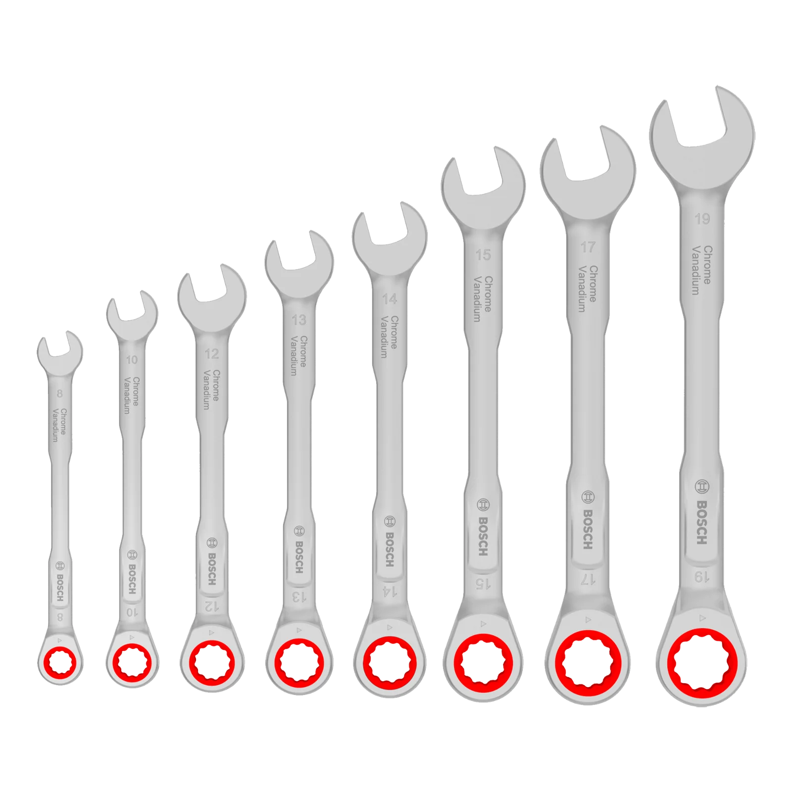 Llave Carraca combinada (8-19mm ) 8pzs — Bosch original Colombia